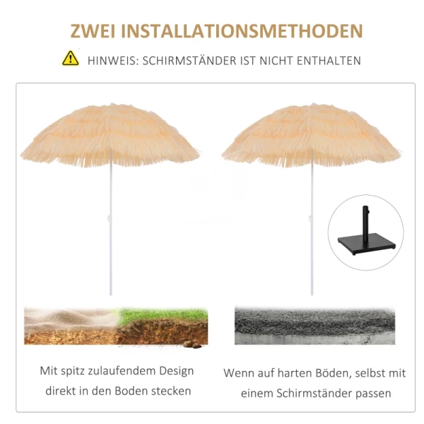  Hawaiian Parasol, Parasol, Tuinparaplu, In Hoogte Verstelbaar, Kantelbaar, Beige, Ø160 X 190cm 7