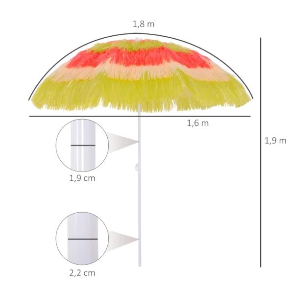  Hawaiian Parasol, Parasol, Tuinparaplu, In Hoogte Verstelbaar, Kantelbaar, Kleurrijk, Ø160 X 190cm 3