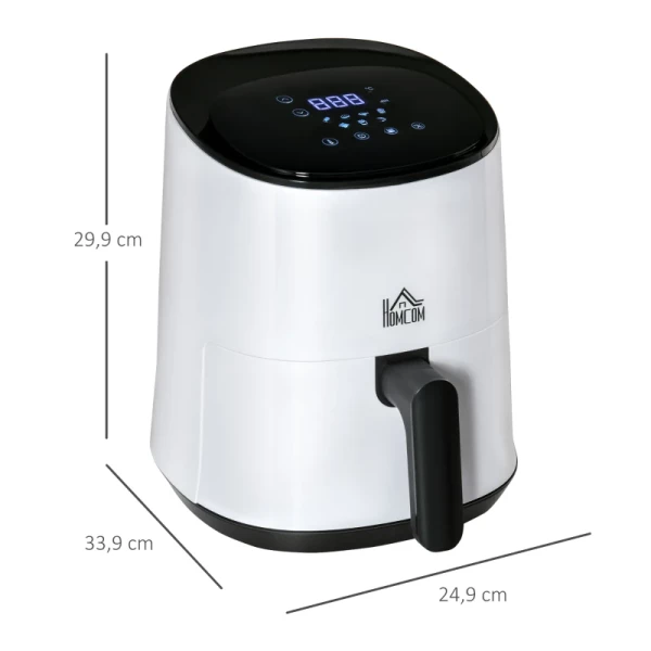  Heteluchtfriteuse 2,5 L 1300W Met 7 Menu's Mand Met Antiaanbaklaag Voor Gezond Olievrij Vetarm Koken Staal Wit + Zwart 33,9 X 24,9 X 29,9 Cm 3