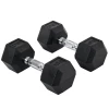  Hexagon Dumbbells Set Van 2 Gietijzeren Dumbbells Handgreep Gekartelde Dumbbell Set Dumbbell Set Gewichten Metaal Rubber Zwart 2 X 10 Kg 1