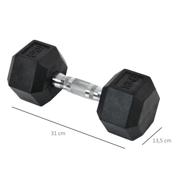  Hexagon Dumbbells Set Van 2 Gietijzeren Dumbbells Handgreep Gekartelde Dumbbell Set Dumbbell Set Gewichten Metaal Rubber Zwart 2 X 10 Kg 3