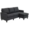  Hoekbank Stoffen Bank Hoekbank Bankenset Met Omkeerbare Chaise Longue L-vorm Linnen Donkergrijs 197 X 139 X 91 Cm 1