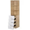  Hoekboekenplank, Staande Plank, Woonkamerplank, Hoekboekenplank, Spaanplaat, Naturel + Wit, 40 × 40 × 170 Cm 7