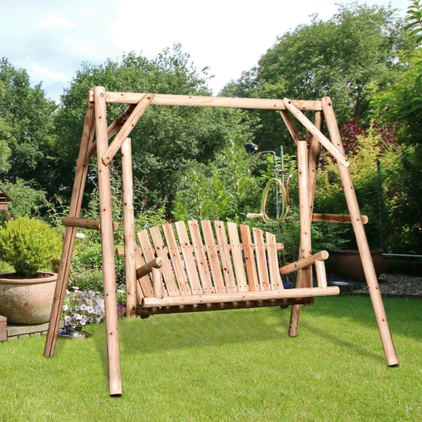  Hollywood Schommel 2-zits Tuinschommel Schommelbank Hangbank Massief Hout Naturel 187 X 137 X 167 Cm 8