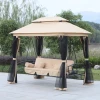  Hollywood Schommel Tuinschommel Met Zijwanden 3-zits Beige 256 X 172 X 248 Cm 2