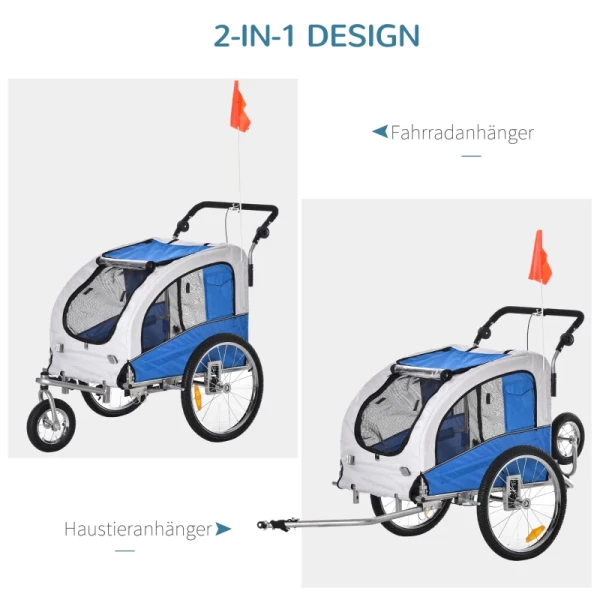  Hondenaanhanger Met Joggerfunctie Universele Koppeling Staal Blauw+Grijs 4