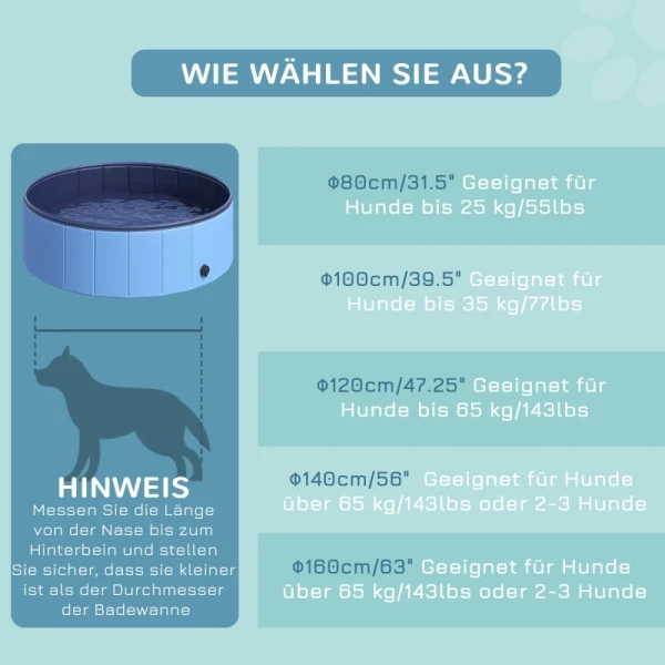  Hondenbad Opvouwbaar Bad Hondenzwembad Peuterbad Zwembad Waterbad Voor Honden En Katten Zwembad Kunststof + Hout Blauw Ø100 X H30 Cm 9