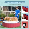  Hondenbad Opvouwbaar Bad Hondenzwembad Peuterbad Zwembad Waterbad Voor Honden En Katten Zwembad Kunststof + Hout Rood Ø140 X H30 Cm 6