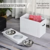  Hondenbak Met Opbergruimte 2 Bakjes Voerstation RVS Bak Kattenbak MDF RVS Wit 60 X 30 X 41 Cm 4