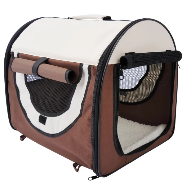  Hondenbox Opvouwbare Hondentransportbox Huisdierenrugzak Met Kussen Reistas Transportbox Voor Dieren Waterdicht Oxford Stof Koffie 46 X 36 X 41 Cm 11