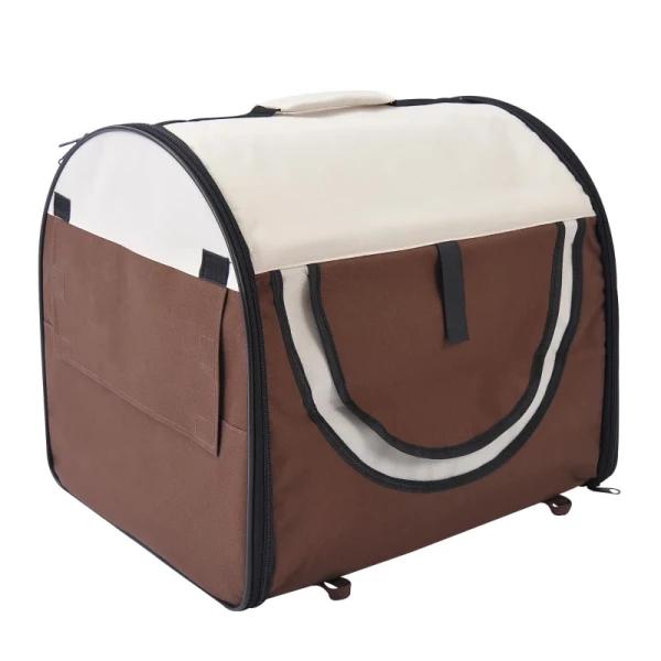 Hondenbox Opvouwbare Hondentransportbox Huisdierenrugzak Met Kussen Reistas Transportbox Voor Dieren Waterdicht Oxford Stof Koffie 46 X 36 X 41 Cm 1