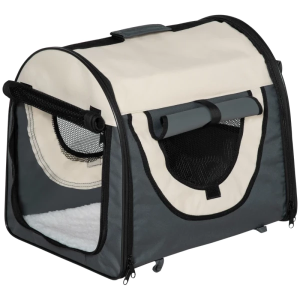 Hondenbox, Opvouwbare Hondentransportbox, Rugzak Voor Huisdieren Met Kussen, Reistas, Transportbox Voor Dieren, Waterdicht, Oxford-stof, Donkergrijs, 46 X 36 X 41 Cm 1