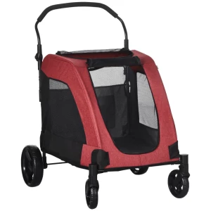  Hondenbuggy Hondenkar Hondenaanhanger Hondentas Pets Oxford Large Rood+Zwart 98x82x110 Cm 1