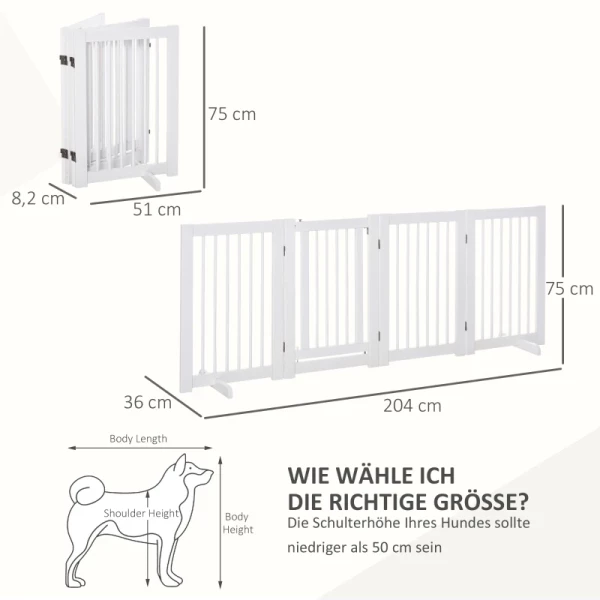  Hondenhek 75 Cm Houten Veiligheidshek Vrijstaand Hondenhek Met Deur Veiligheidshek Inklapbaar Deurhek Hondenhek Met 2 Steunpoten Voor Huisdieren & Trappen Wit 3