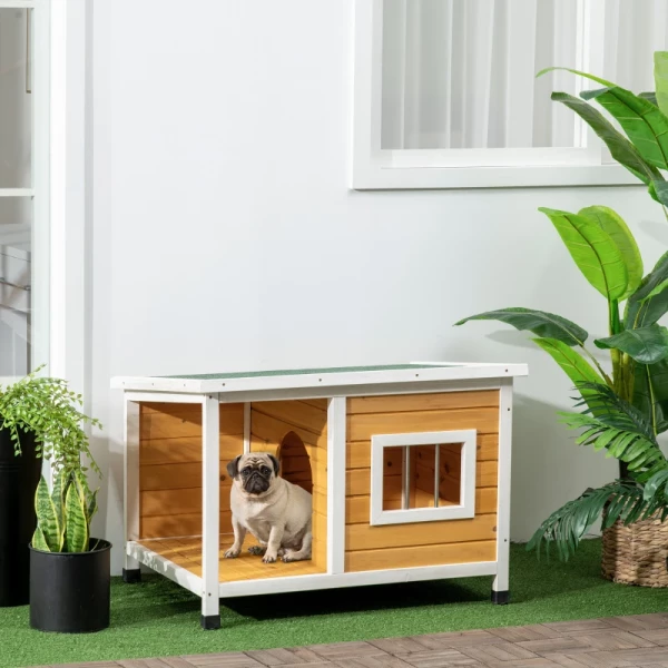  Hondenkennel Met Veranda, Dak Dat Open Kan, Raam, Verstelbare Voeten, Natuurlijk Hout, Oranje, 85,5 X 62 X 60 Cm 2