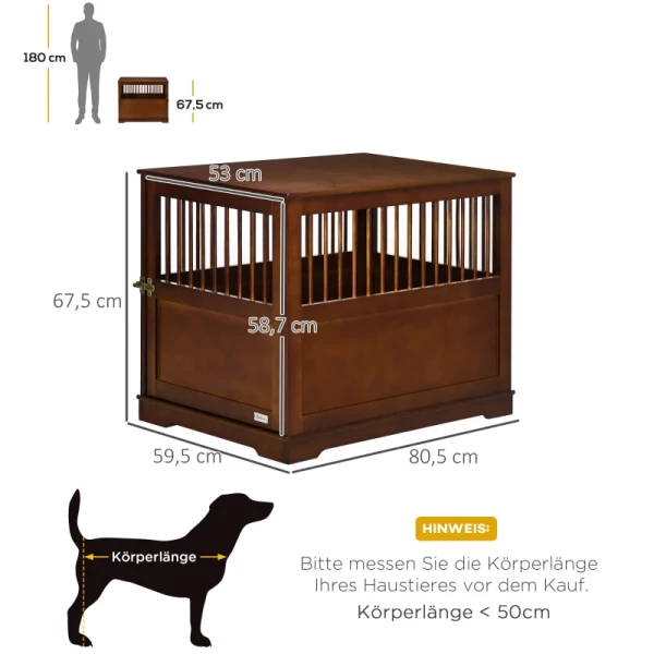  Hondenkooi Inclusief Vergrendeling Verhoogde Stand Transportbox 80.5cm X 59.5cm X 67.5cm Bruin 3