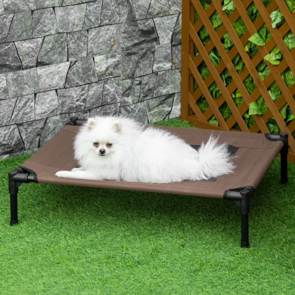  Hondenmand Hondenligstoel Outdoor Kattenmand Huisdierbed Slaapplaats Staal 600D Oxfordstof Bruin 76 X 61 X 18 Cm 2