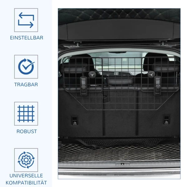  Hondenrek Car Universal Trunk Guard Dog Guard Divider Verstelbaar Metaal Zwart (90-120) X 40,5 Cm 4