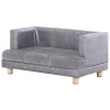  Hondensofa Dierensofa Hondenbed Hondenmat Kunstleer Kort Pluche Grijs 68 X 41 X 32 Cm 1