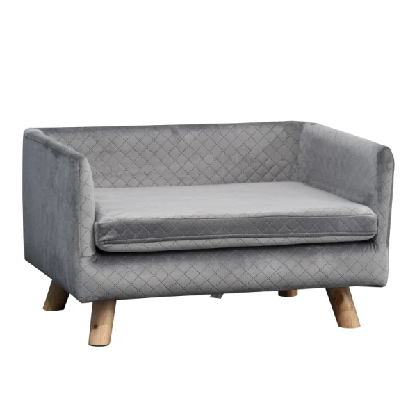  Hondensofa Met Houten Poten Hondenbed Pet Sofa Hondenmat Voor Kleine Honden Tot 8 Kg Velvet Touch Grijs 64 X 45 X 36 Cm 11