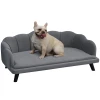  Hondensofa Met Rugleuning Dierensofa Met Houten Poten Hondenmand Zachte Hoes, Kattensofa Donkergrijs 98,5x60,5x35,5 Cm 1