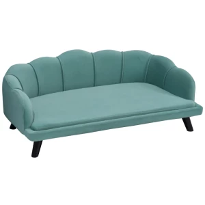  Hondensofa Met Rugleuning Dierensofa Met Houten Poten Hondenmand Zachte Hoes, Kattensofa Groen 98,5x60,5x35,5 Cm 1