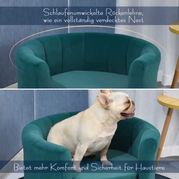  Hondensofa Met Zachte Hoes Rond Hondenbed Dierensofa Met Houten Poten 65 X 64 X 37 Cm 6