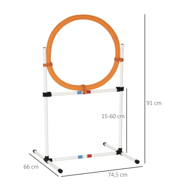  Hondentrainingsset Springring Voor Huisdier Behendigheidstraining Draagbaar PE Wit + Oranje 74,5 X 66 X 91 Cm 3