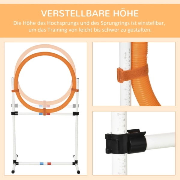  Hondentrainingsset Springring Voor Huisdier Behendigheidstraining Draagbaar PE Wit + Oranje 74,5 X 66 X 91 Cm 4