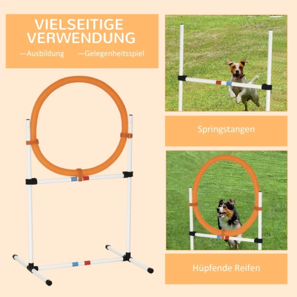  Hondentrainingsset Springring Voor Huisdier Behendigheidstraining Draagbaar PE Wit + Oranje 74,5 X 66 X 91 Cm 7