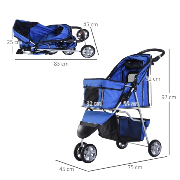  Hondentrolley Hondenbuggy Buggy Honden Katten Veelkleurig (blauw) 3