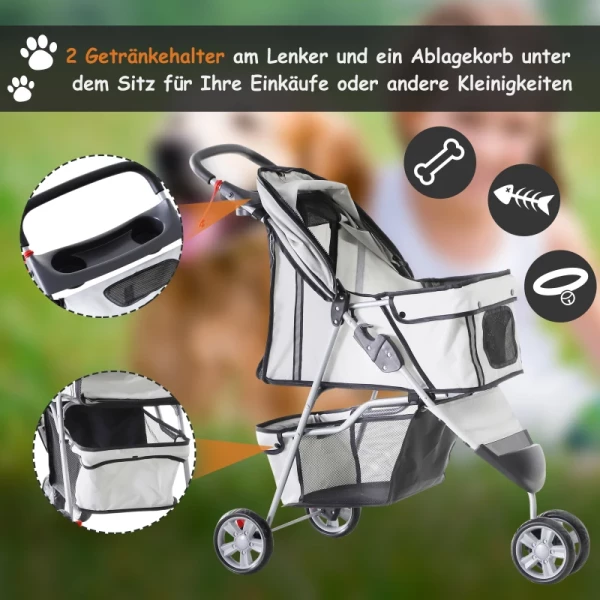  Hondentrolley Hondenbuggy Buggy Honden Katten Veelkleurig (grijs) 8