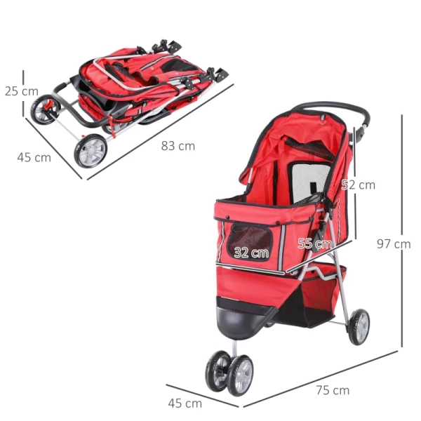  Hondentrolley Hondenbuggy Buggy Honden Katten Veelkleurig (rood) 3