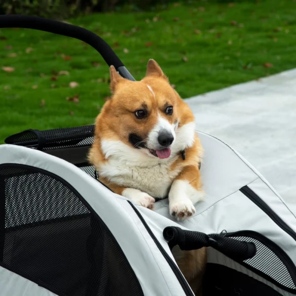  Hondenwagen Voor Middelgrote Honden 2 Gaasvensters 1 Zijvak Oxford Stof Staal Zwart 9