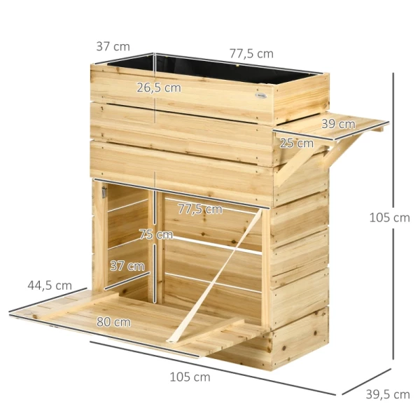  Hoogslaper Met Klaptafel En Opbergruimte, Gelakt Massief Hout, Binnenvoering Van Fleece, 105 Cm X 39,5 Cm X 105 Cm 3