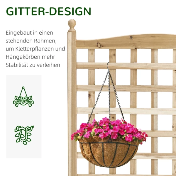  Hoogslaper Plantenbak Met Latwerk Bloembak Latwerk Rozenboog Met Klimhulp Voor Klimplanten Tuinhout Naturel 64 X 28 X 120 Cm 4