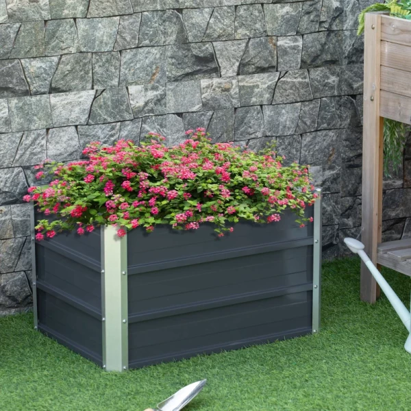  Hoogslaper Van Staal Tuinbed Plantenbak Bloembak Bloempot Met Handschoenen Donkergrijs 66 X 47 X 40 Cm 2