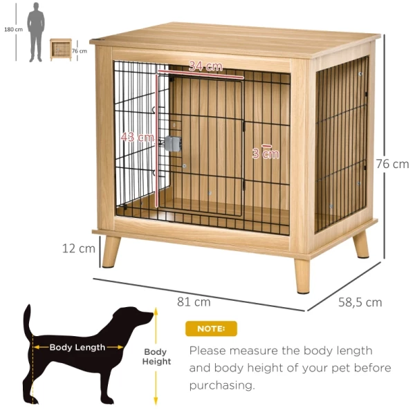  Houten Draagmand Hondenbench 81cm X 58.5cm X 76cm Eiken Staal Bruin + Zwart 3