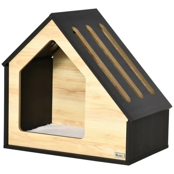  Houten Hondenhok Indoor Kattenhol Kattenhuis Hondenslaapplaats Met Kussen Hondenhok Hondenhol Met Schuin Dak Voor Kleine Honden Tot 8 Kg 60 X 40 X 59,2 Cm 9