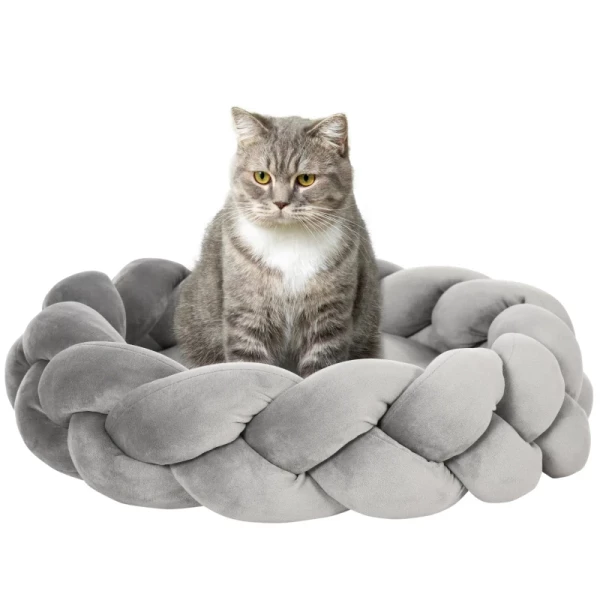 Huisdierbed Inclusief Kussen Kattenbed Hondenmand Wasbaar 55cm X 55cm X 14cm Grijs 1