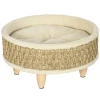  Huisdierbed Voor Katten En Honden, Zeegras, Wasbaar Kussen, 48 Cm X 48 Cm X 24,5 Cm, Beige + Kaki - Naturel 1