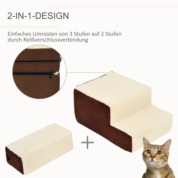  Huisdierentrap Hondentrap Kattentrap 3 Treden Voor Katten En Honden Pluche Beige 54 X 40 X 39cm 6