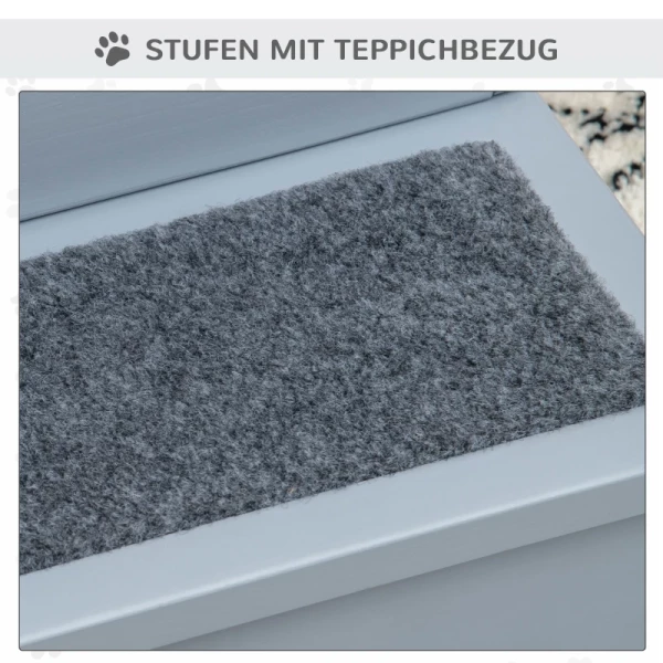  Huisdiertrap Hondentrap 3 Treden Instaphulp Met Tapijt Opbergruimte Voor Katten En Honden Dennenhout Grijs 40,5 X 44,5 X 38 Cm 6