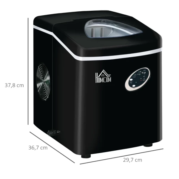  Ijsblokjesmachine 15kg/24u, 1.9L Ijsblokjesmaker, 3.2L Watertank, 161 Watt, Zwart + Zilver 3