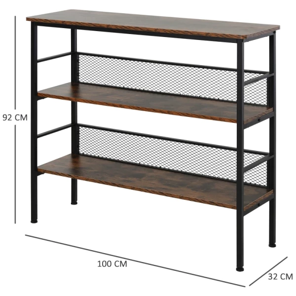  Industrieel Rek 3-laags Opbergrek Archiefrek Keukenrek Spaanplaat Bruin+zwart 100 X 32 X 92 Cm 3