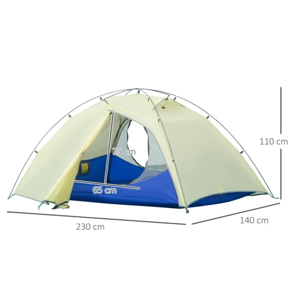  Kampeertent 2-persoonstent Koepeltent PU3000mm Eenvoudig Op Te Zetten Voor Trekking Festival Lichtgewicht Aluminium Nylon Crème Wit 230 X 140 X 110 Cm 3