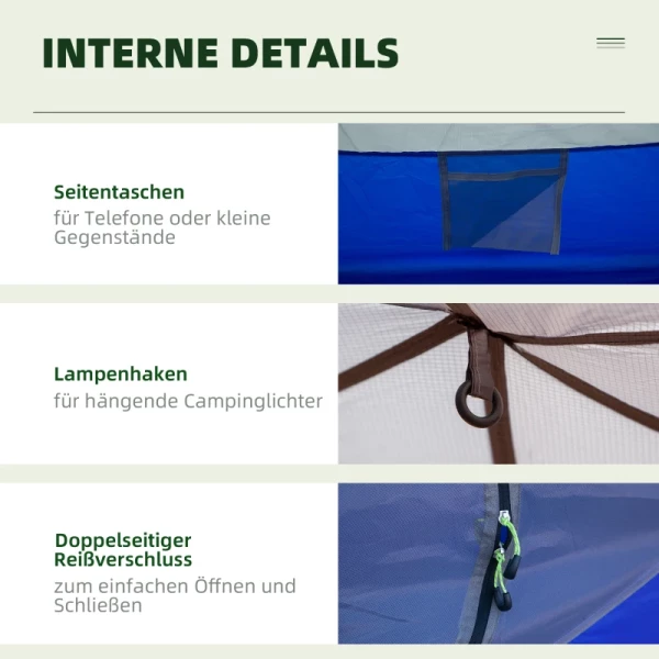  Kampeertent 2-persoonstent Koepeltent PU3000mm Eenvoudig Op Te Zetten Voor Trekking Festival Lichtgewicht Aluminium Nylon Crème Wit 230 X 140 X 110 Cm 6