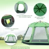  Kampeertent 6 Persoons Tent Familietent Koepeltent PU2000mm Eenvoudig Op Te Zetten Voor Gezinnen Trekking Festival Staal Glasvezel Groen 320 X 320 X 180 Cm 6
