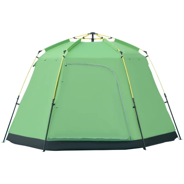 Kampeertent 6 Persoons Tent Familietent Koepeltent PU2000mm Eenvoudig Op Te Zetten Voor Gezinnen Trekking Festival Staal Glasvezel Groen 320 X 320 X 180 Cm 1