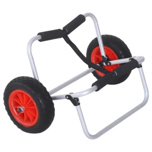  Kano Trolley Kajak Trolley Surf Trolley Opvouwbaar Met Riem PU Wielen Gecapitonneerd Aluminium Zilver Tot 90 Kg L70 X B40 X H42 Cm 1